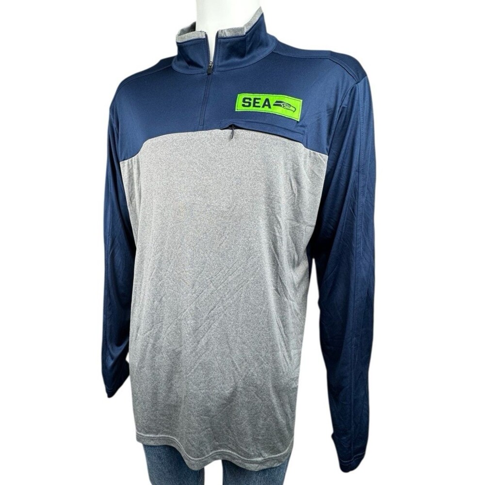 Seattle Seahawks Mens 2XL Pullover Shirt Gray NFL Team Apparel 1/4 Zip XXL New - Picture 6 of 7